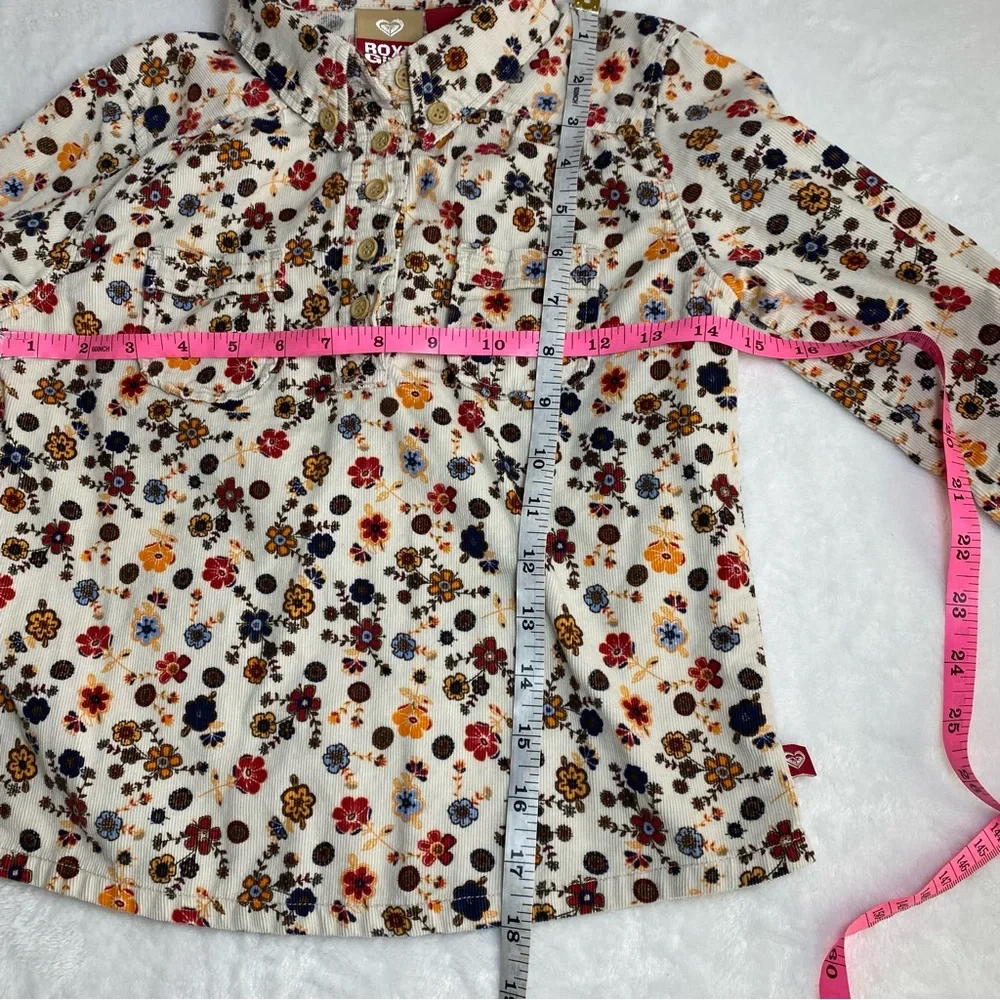 Roxy Girl Multicolor Floral Corduroy Top Size M